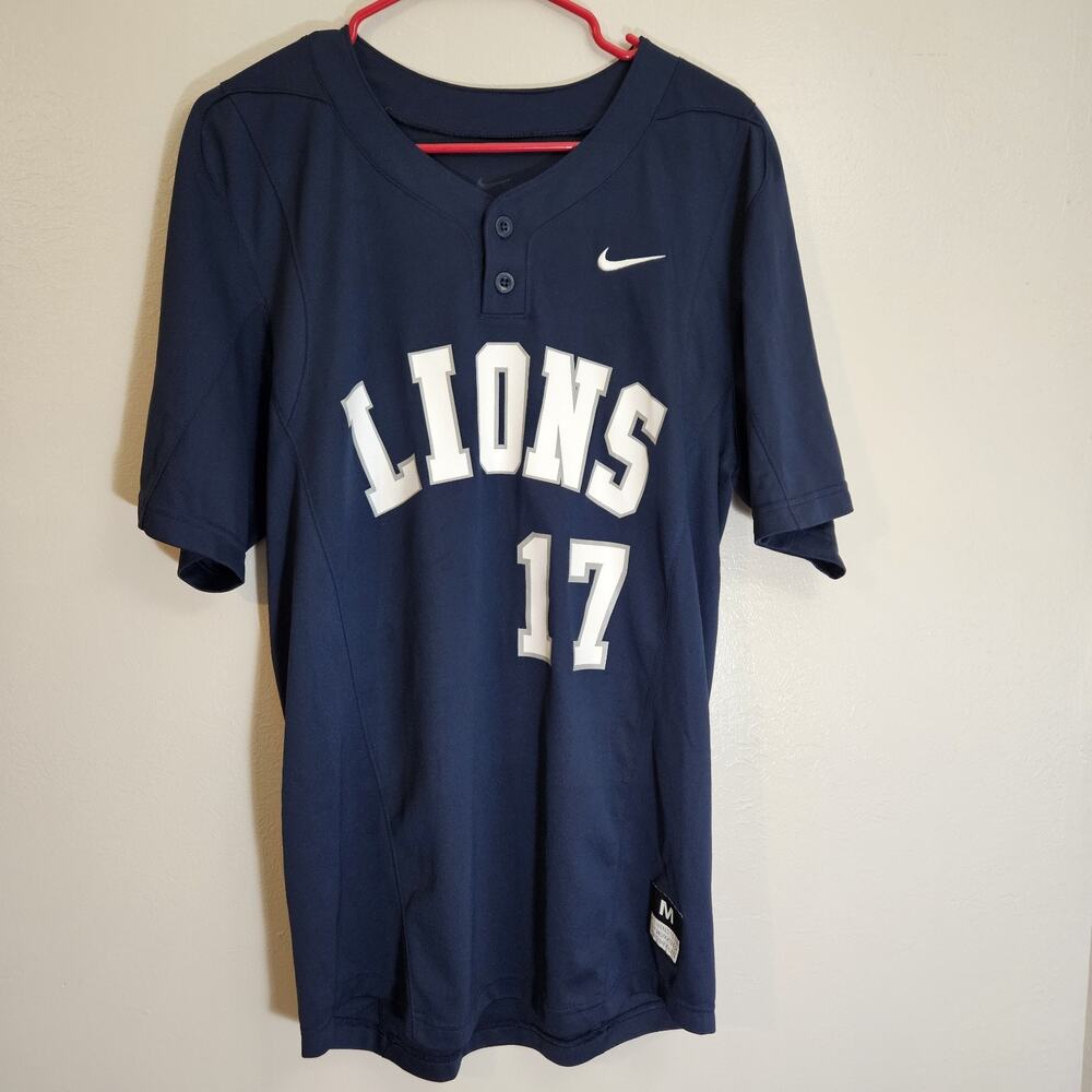 Nike Men's Lions 17 Dri-FIT Baseball Jersey Navy Blue Size M